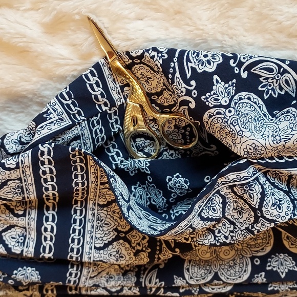 Band of Gypsies Navy Blue & White Paisley Bandana Sleeveless Mini Dress Size L - Picture 6 of 10